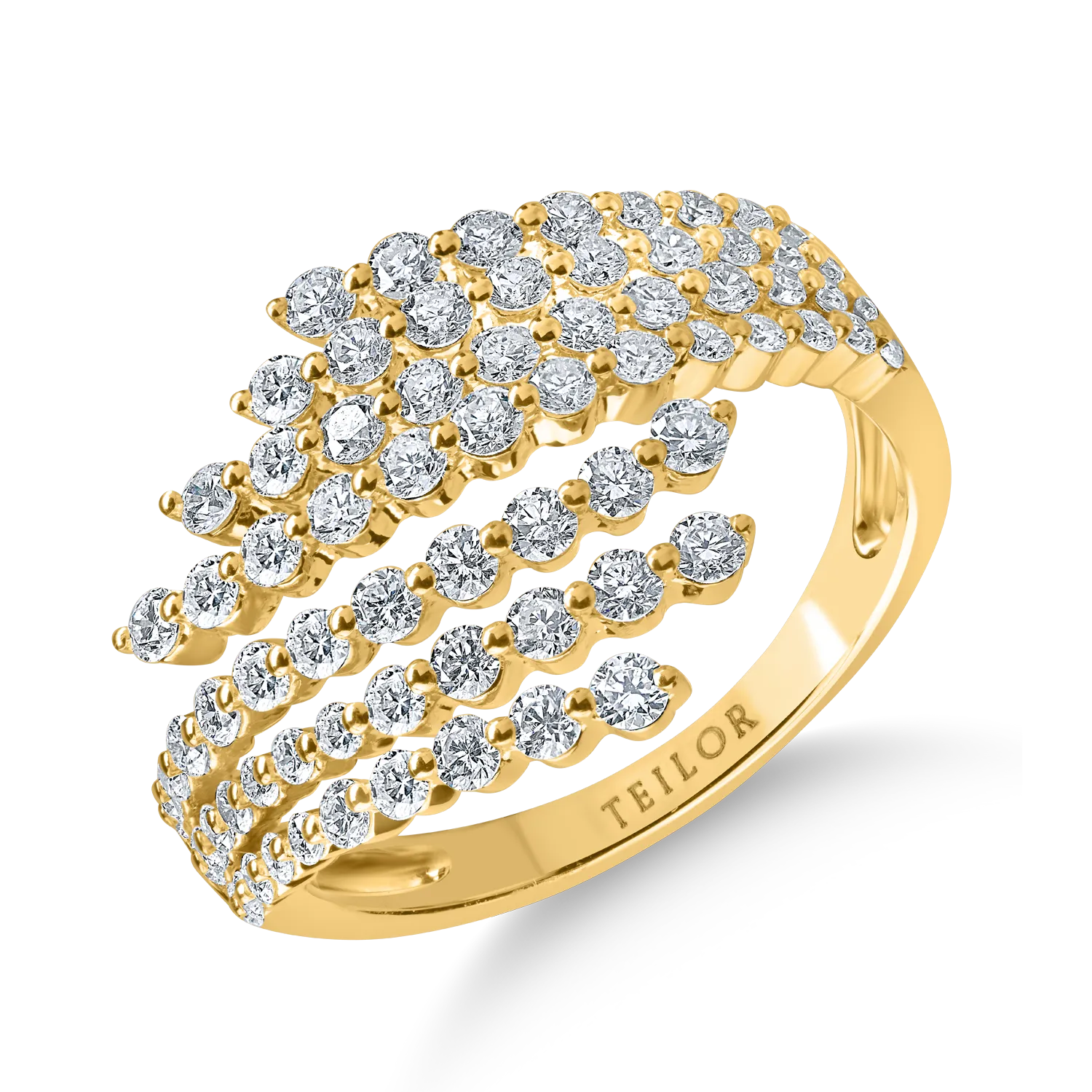 Inel deschis din aur galben cu diamante de 1.24ct 1 Inel deschis din aur galben cu diamante de 1.24ct
