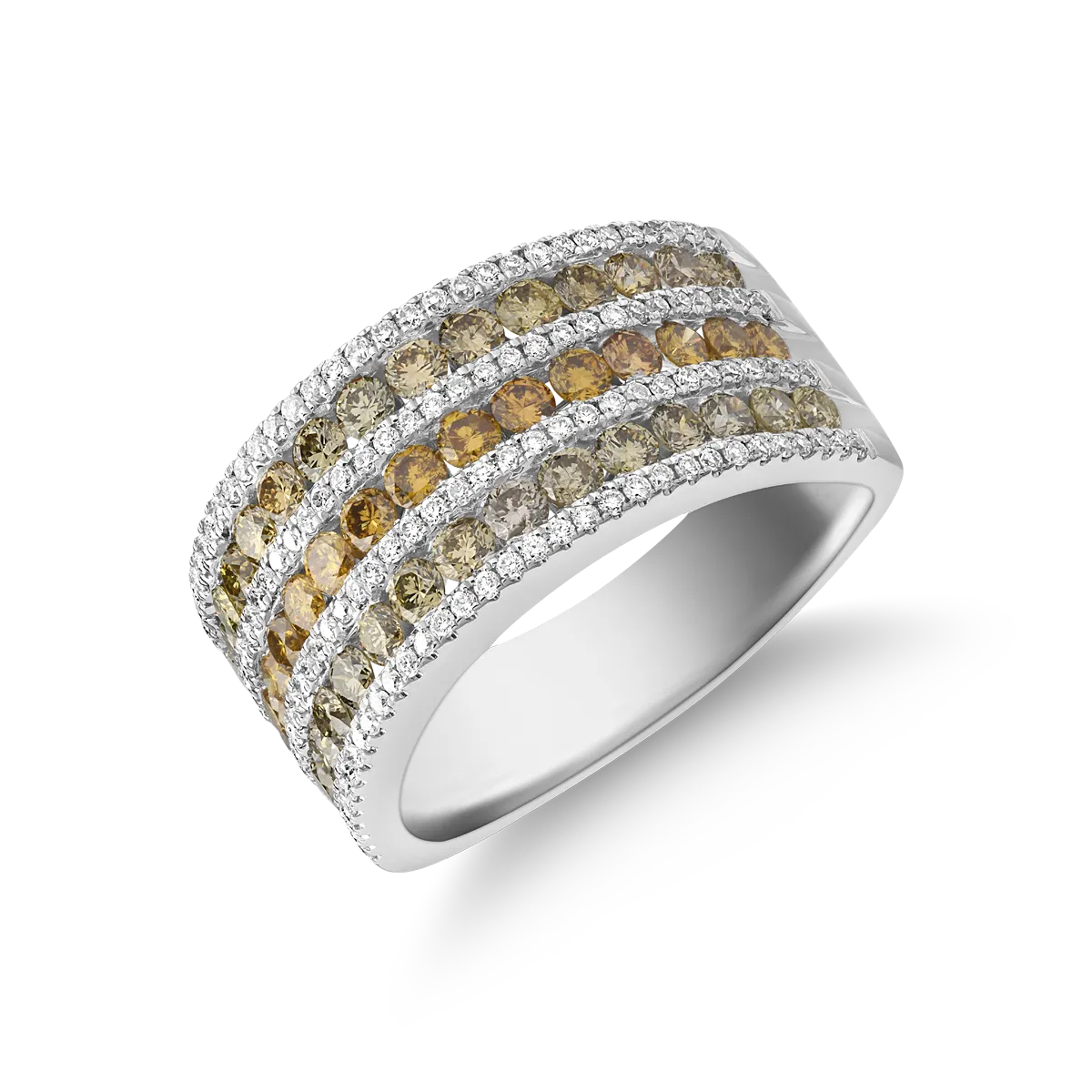 Inel din aur alb cu diamante multicolore de 1.7ct