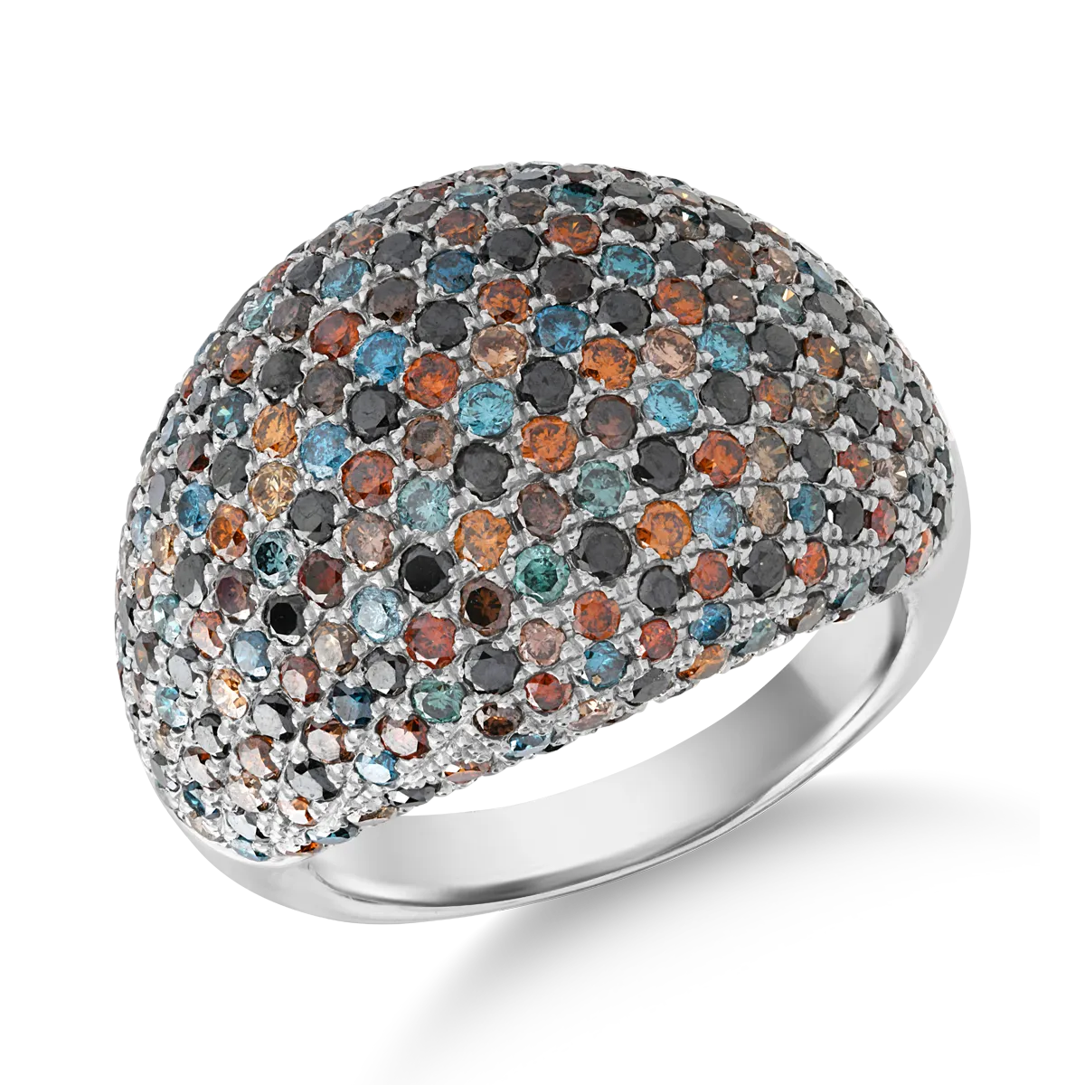 Inel din aur alb cu diamante multicolore de 4.08ct