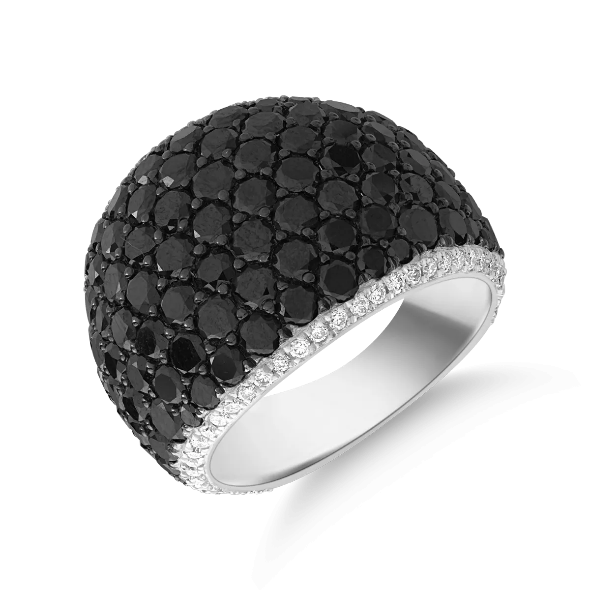 Inel din aur alb cu diamante negre de 4.2 si diamante transparente de 0.34ct 1 Inel din aur alb cu diamante negre de 4.2 si diamante transparente de 0.34ct