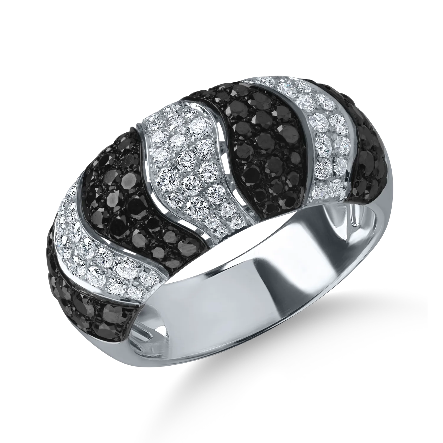 Inel din aur alb cu diamante negre si incolore de 1.61ct