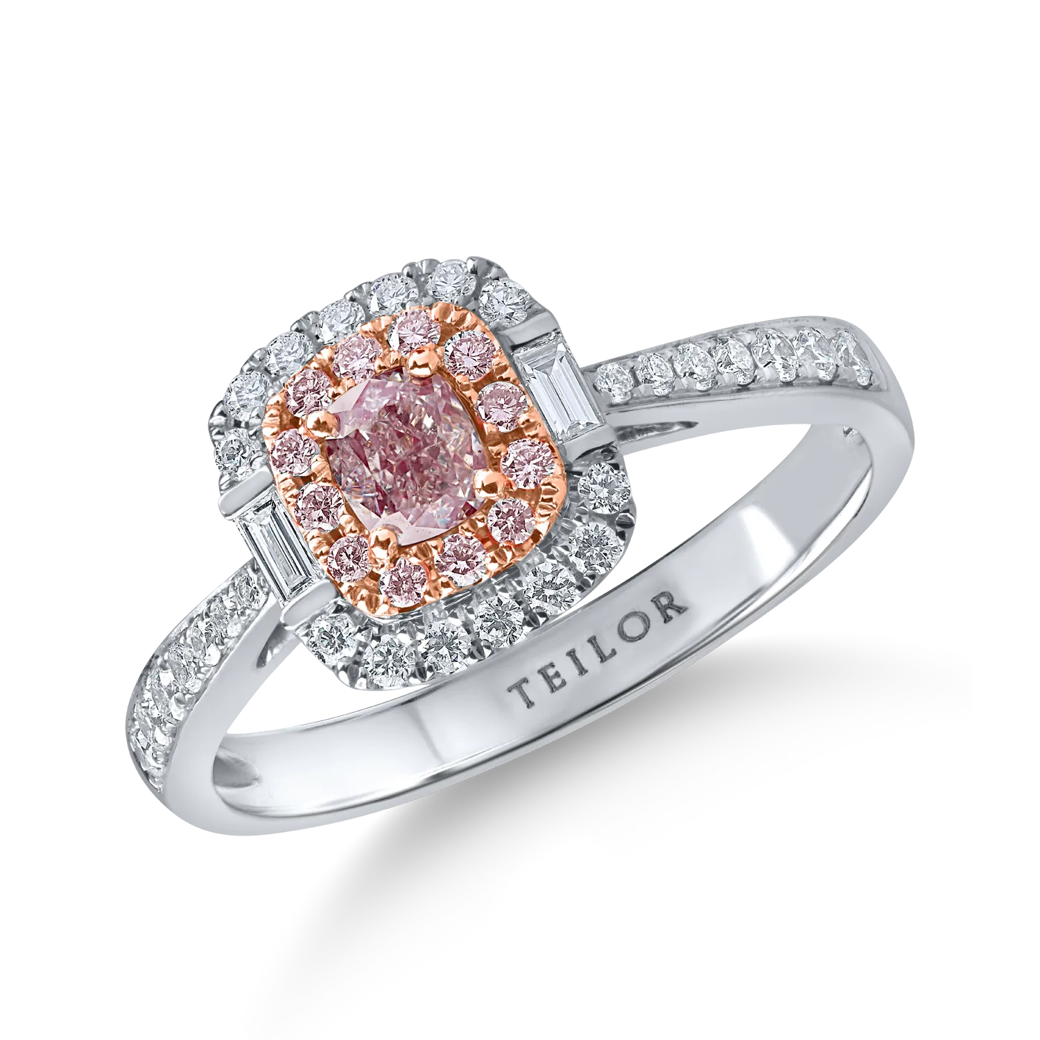 Inel din aur alb cu diamante roz de 0.4ct si diamante incolore de 0.3ct 1 Inel din aur alb cu diamante roz de 0.4ct si diamante incolore de 0.3ct