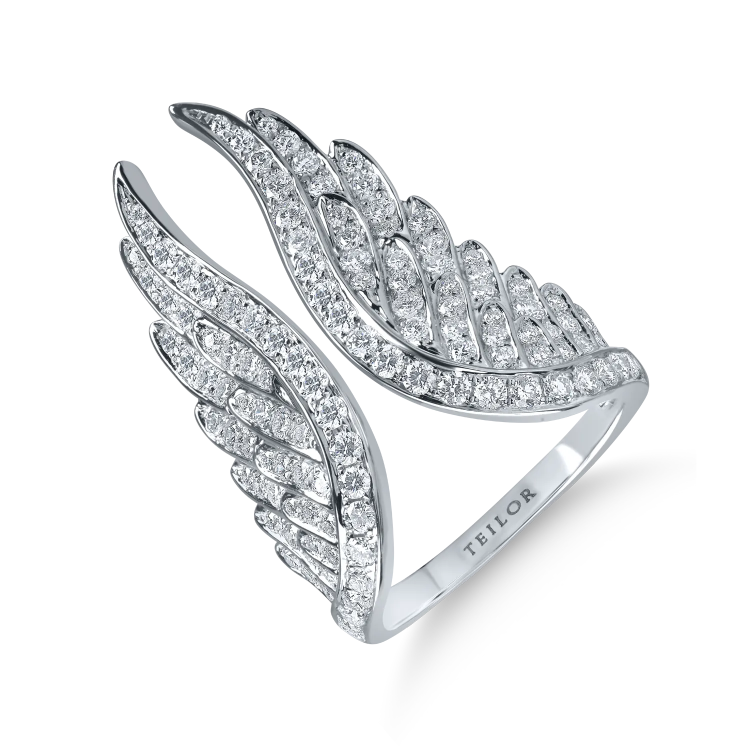 Inel cu aripi din aur alb cu diamante de 1.7ct