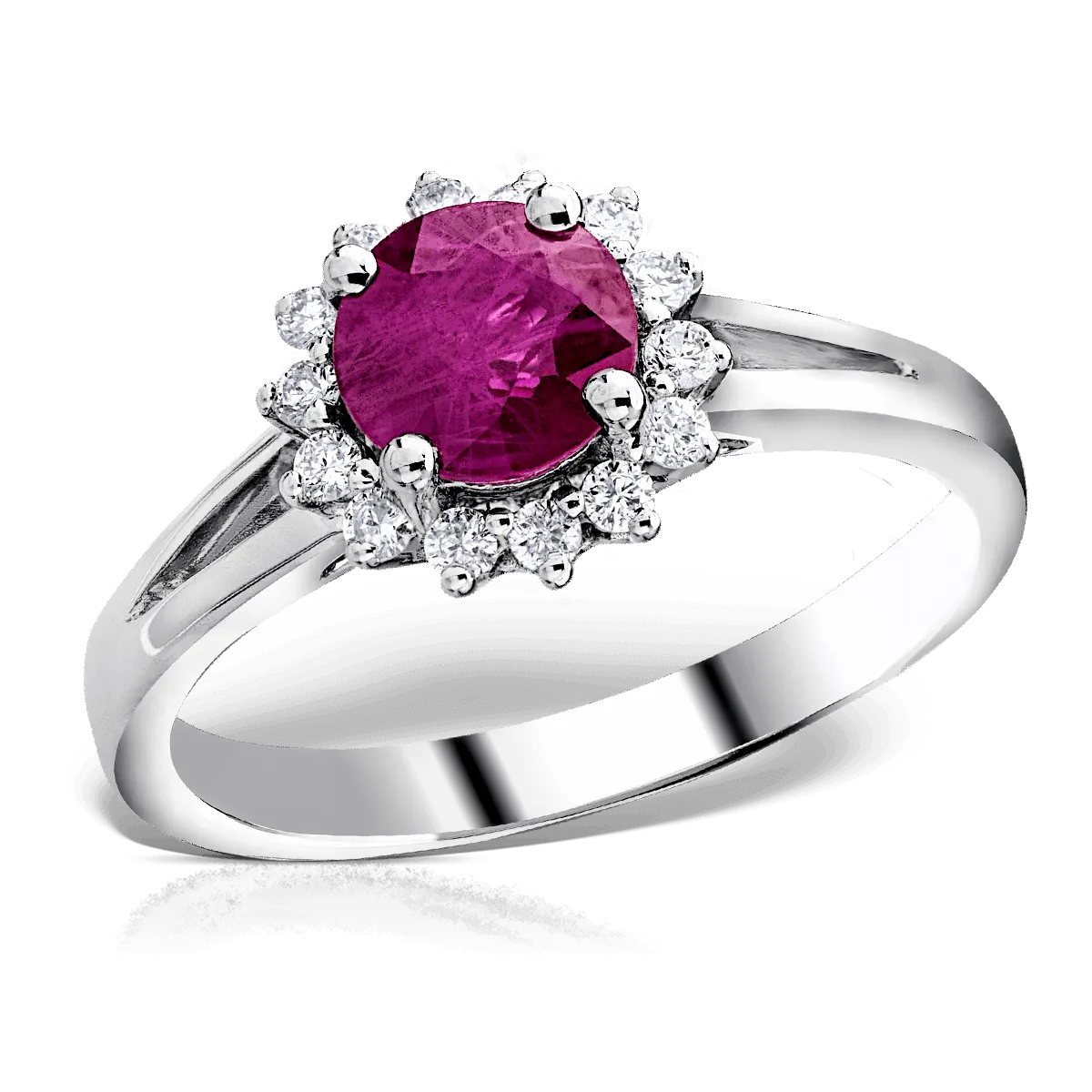 Inel din aur alb cu rubin de 1.1ct si diamante de 0.17ct 1 Inel din aur alb cu rubin de 1.1ct si diamante de 0.17ct