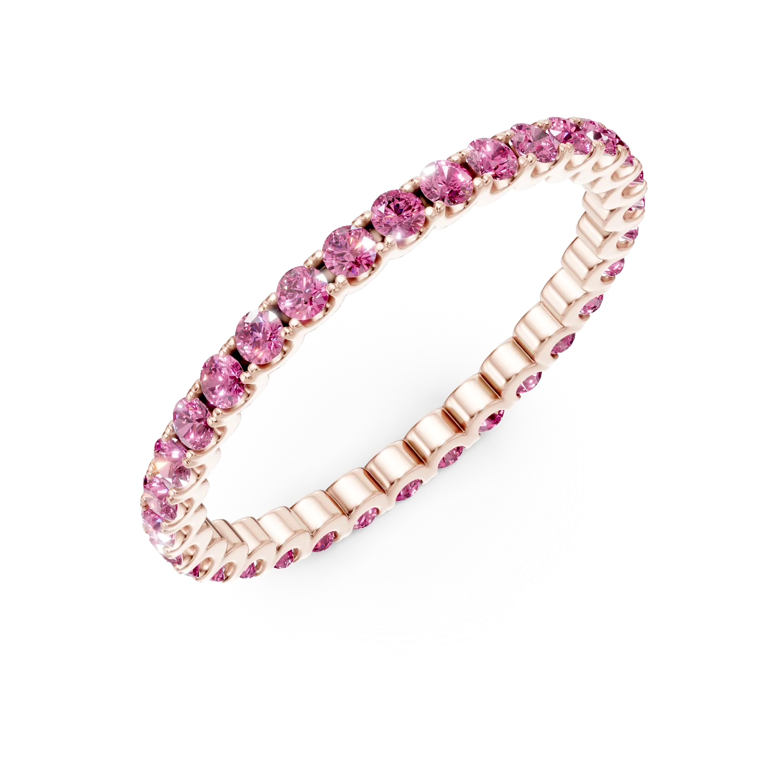 Inel eternity din aur roz cu rubine de 0.8ct