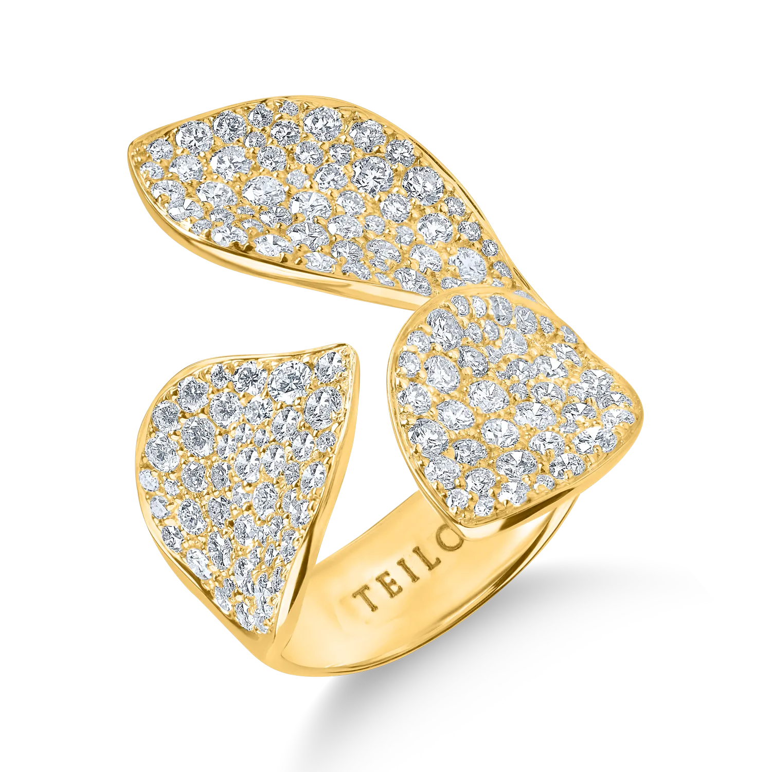 Inel floral din aur galben cu diamante de 2.24ct 1 Inel floral din aur galben cu diamante de 2.24ct