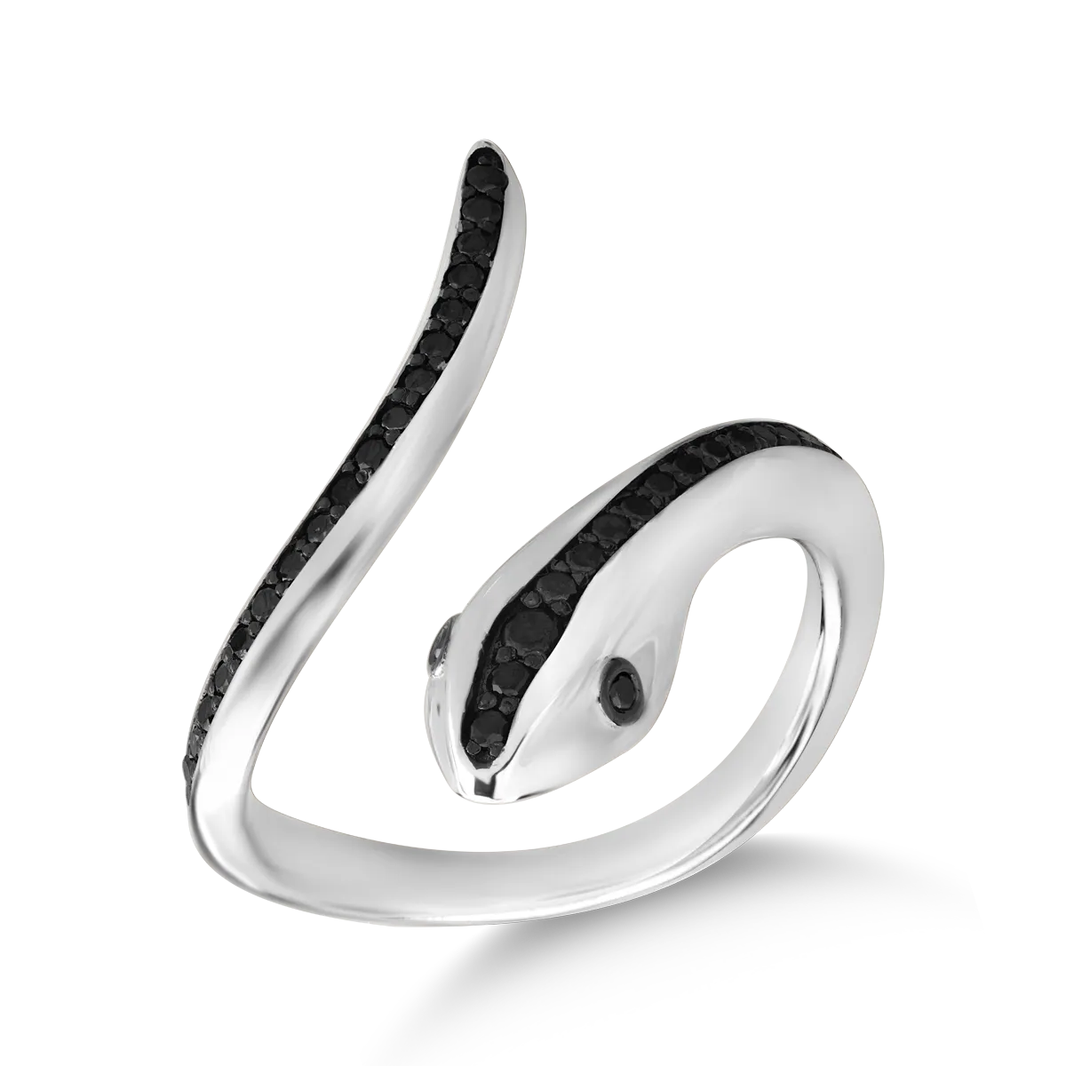 Inel sarpe din aur alb cu diamante negre de 0.37ct 1 Inel sarpe din aur alb cu diamante negre de 0.37ct