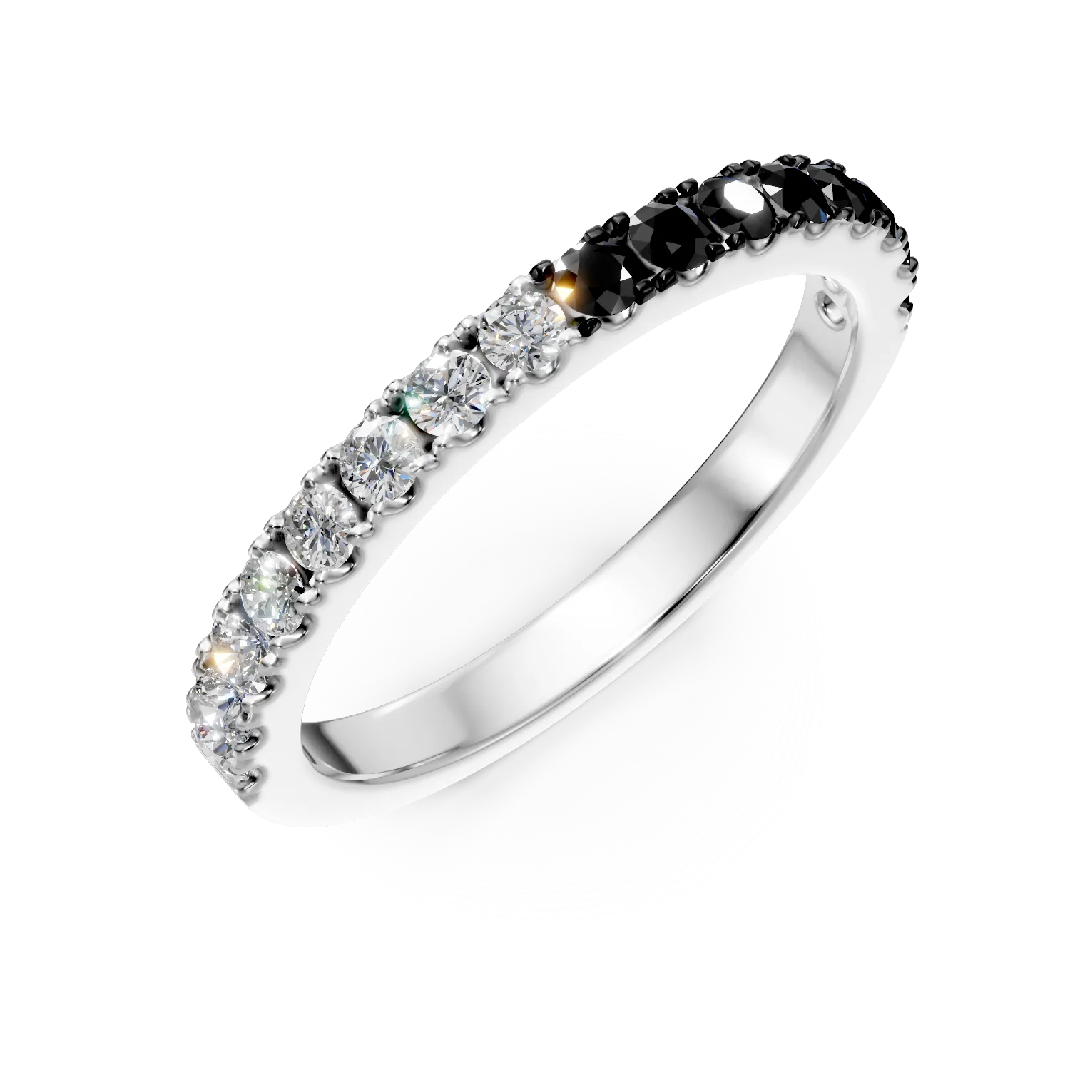 Inel semi eternity din aur alb cu diamante incolore si negre de 0.5ct 1 Inel semi eternity din aur alb cu diamante incolore si negre de 0.5ct
