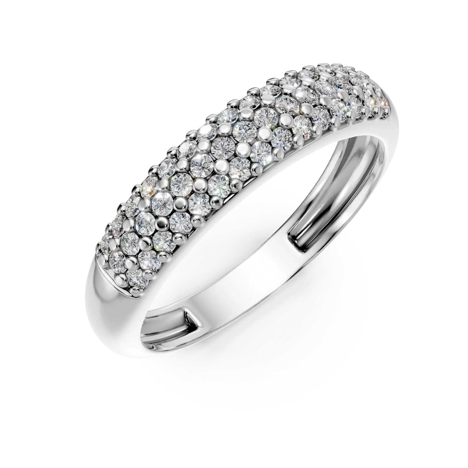 Inel semi eternity din aur alb cu zirconia microsetting