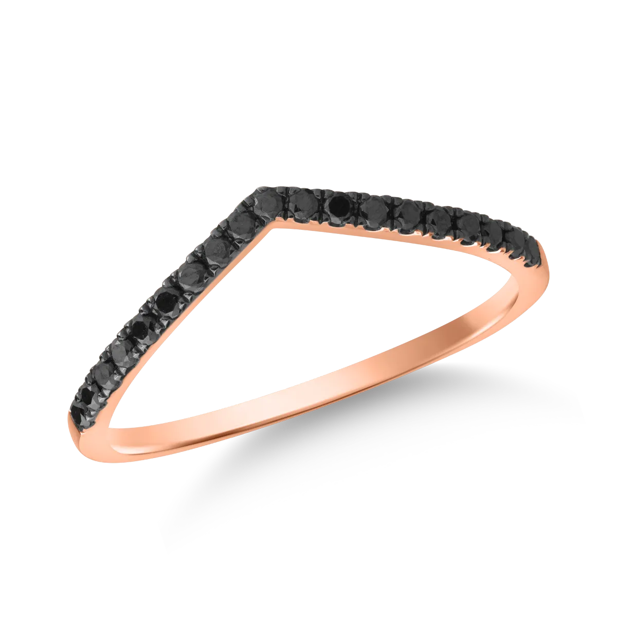 Inel semi eternity din aur roz cu diamante negre de 0.1ct