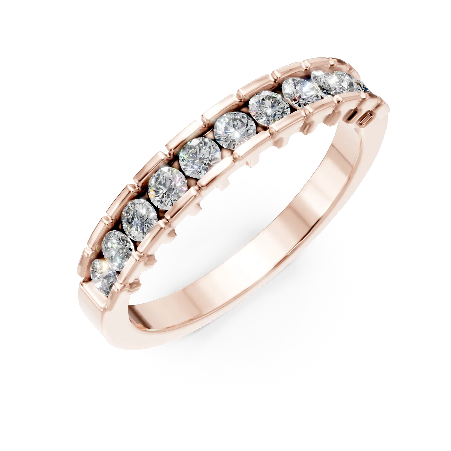 Inel semi eternity din aur roz cu diamante de 0.5ct