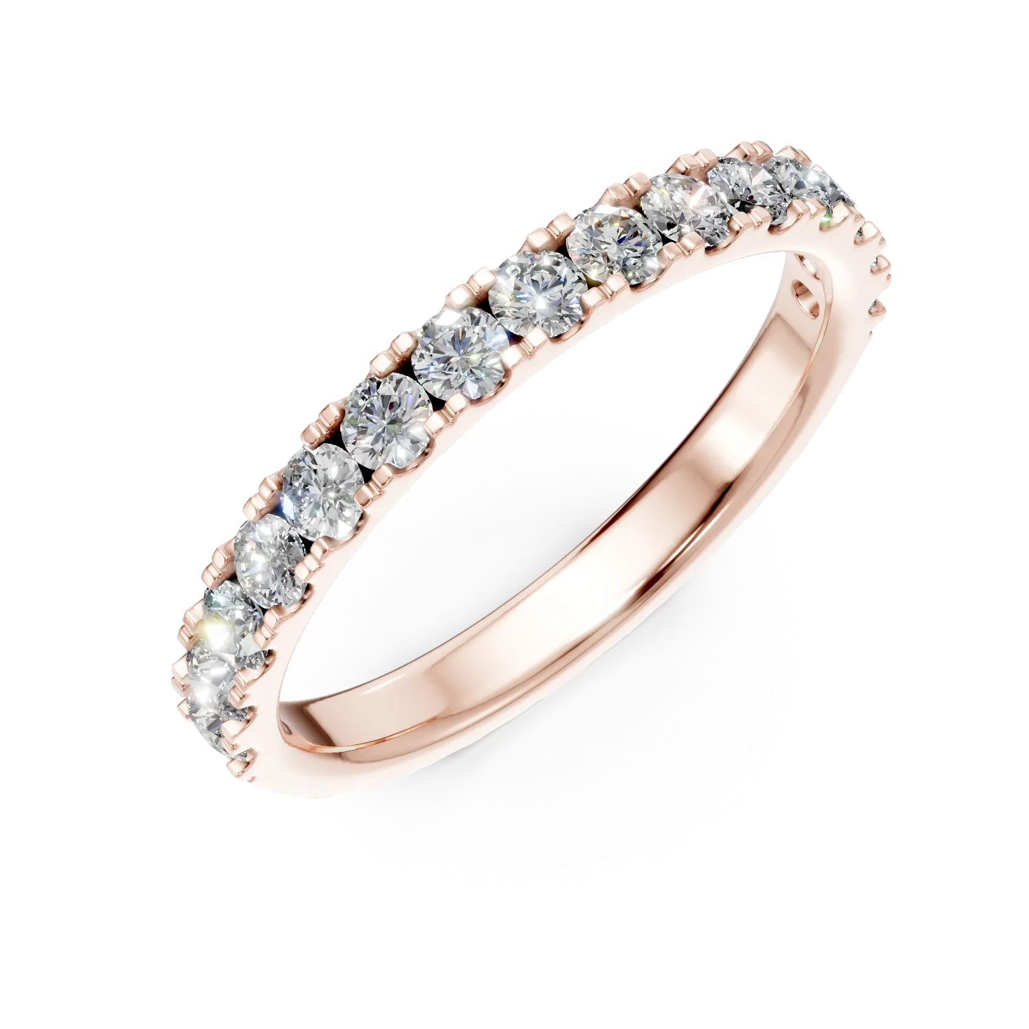 Inel semi eternity din aur roz cu diamante de 0.5ct