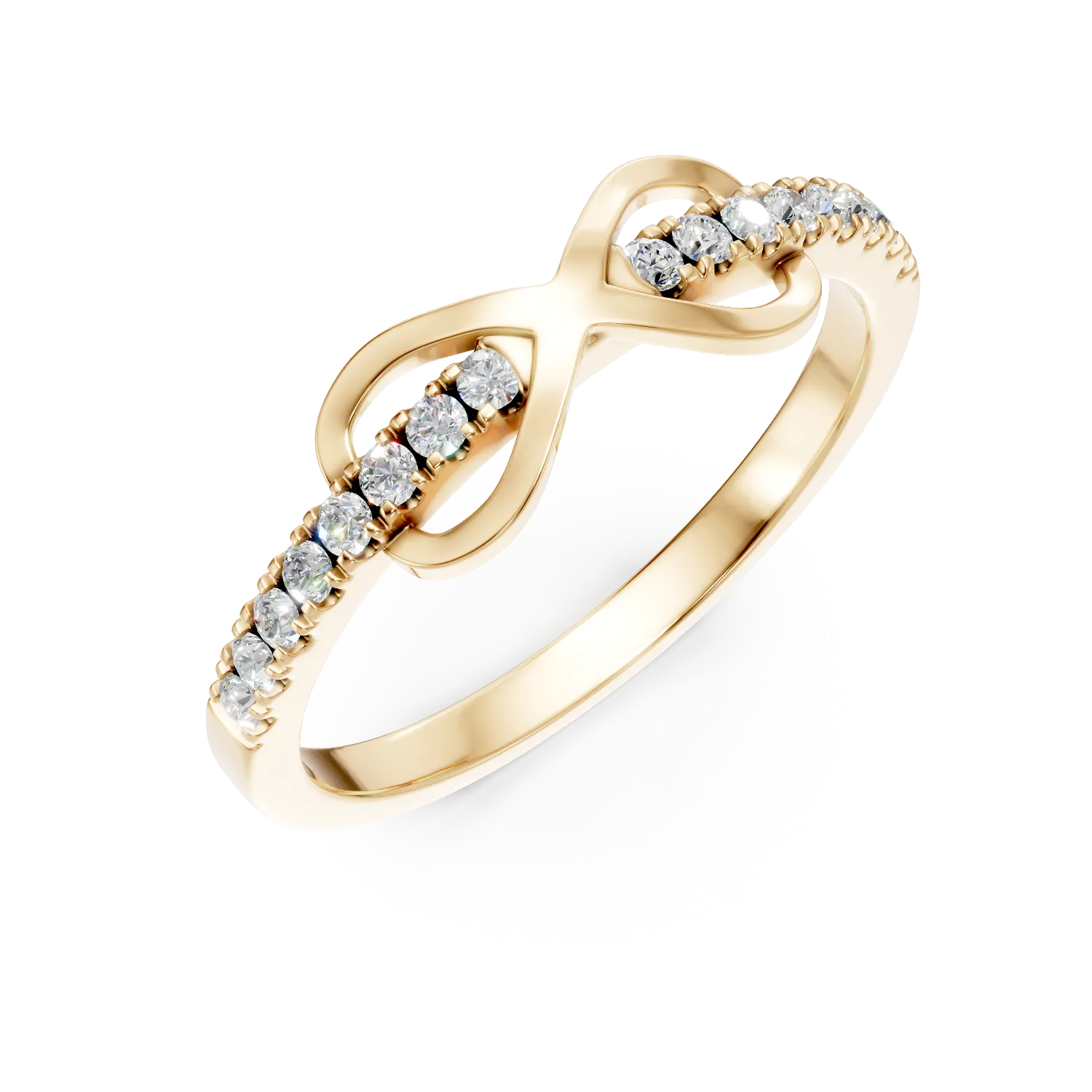Inel cu infinit din aur galben cu diamante de 0.1ct