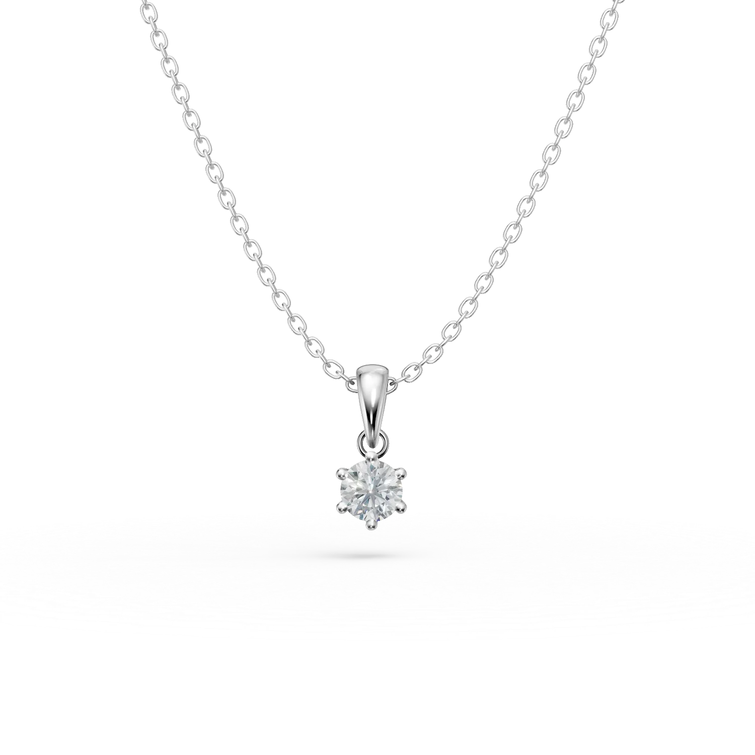 Lant cu pandantiv din aur alb cu diamant solitaire de 0.3ct