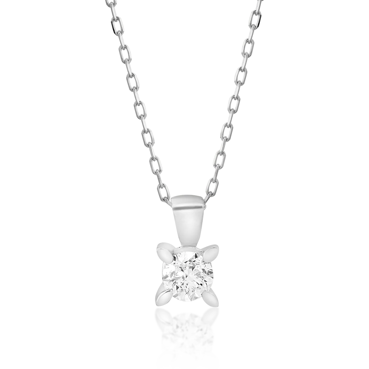 Lant cu pandantiv din aur alb cu diamant solitaire de 0.3ct