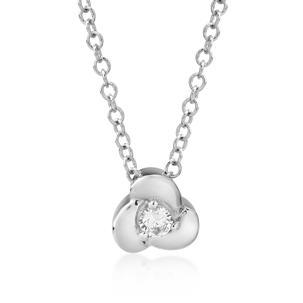 Lant cu pandantiv din aur alb cu diamant de 0.041ct