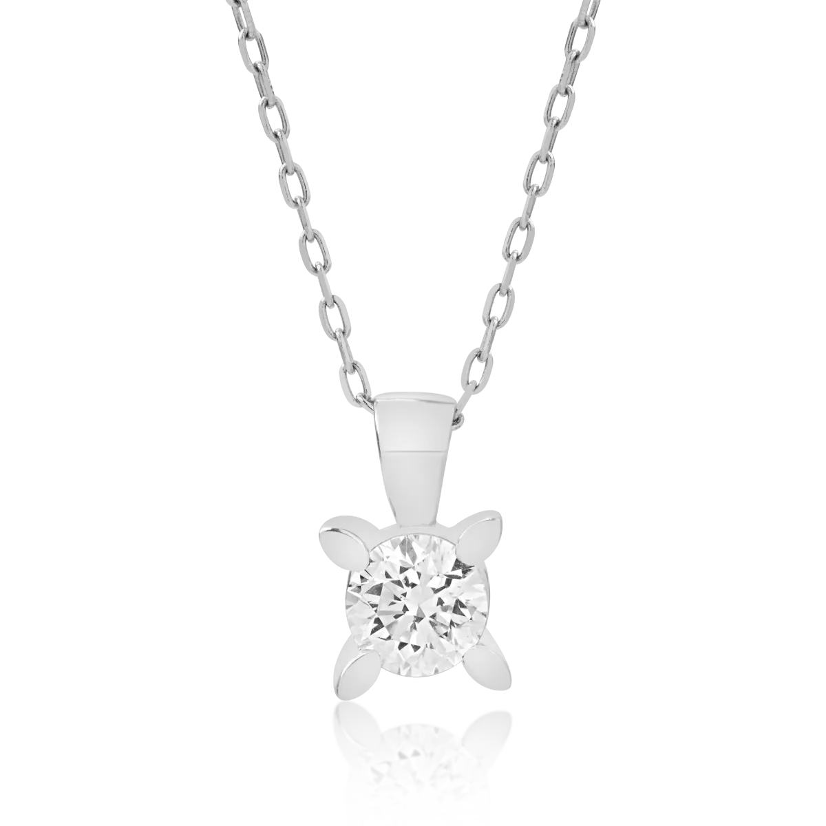 Lant cu pandantiv din aur alb cu diamant de 0.5ct