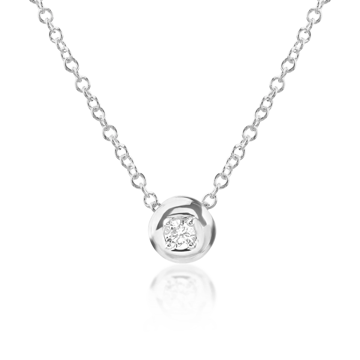 Lant cu pandantiv din aur alb cu diamant de 0.041ct