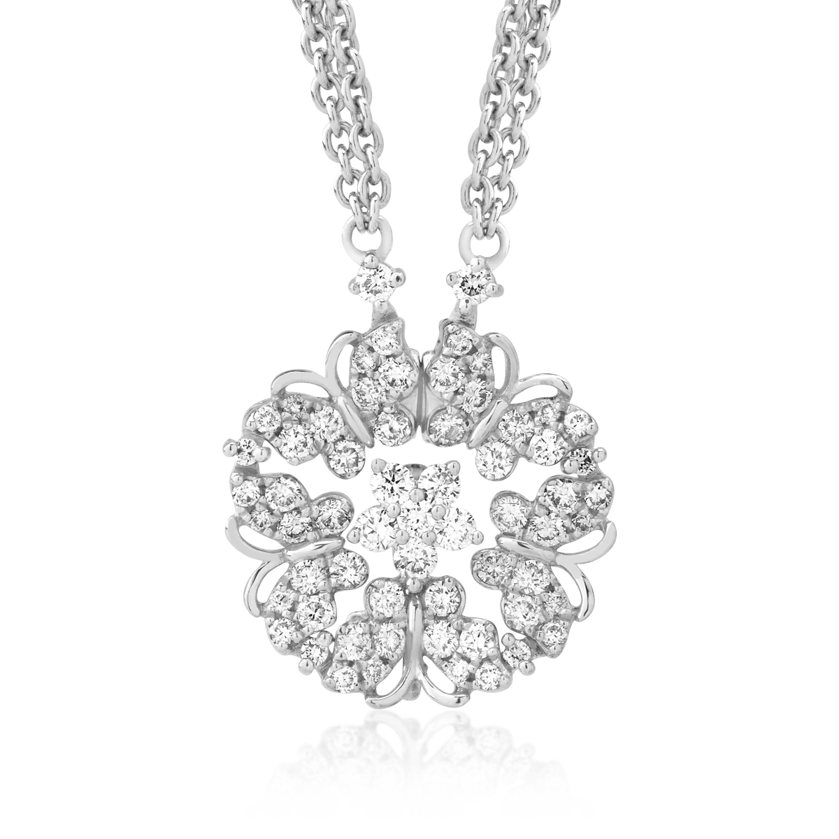 Lant cu pandantiv din aur alb cu diamante de 0.92ct 1 Lant cu pandantiv din aur alb cu diamante de 0.92ct