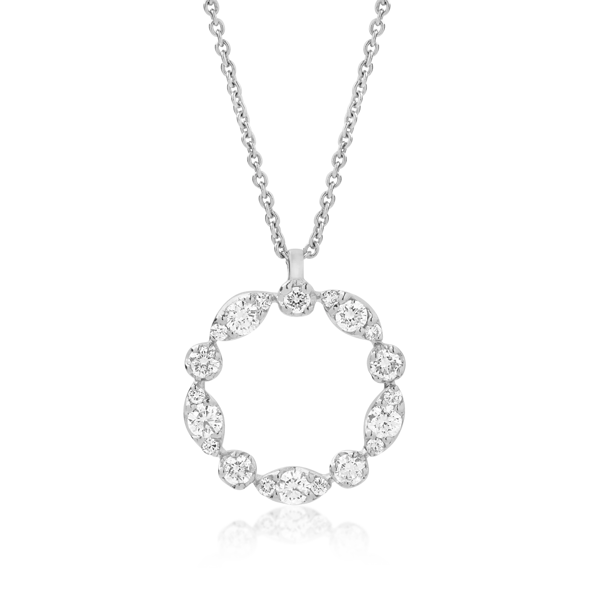 Lant cu pandantiv din aur alb cu diamante de 0.35ct