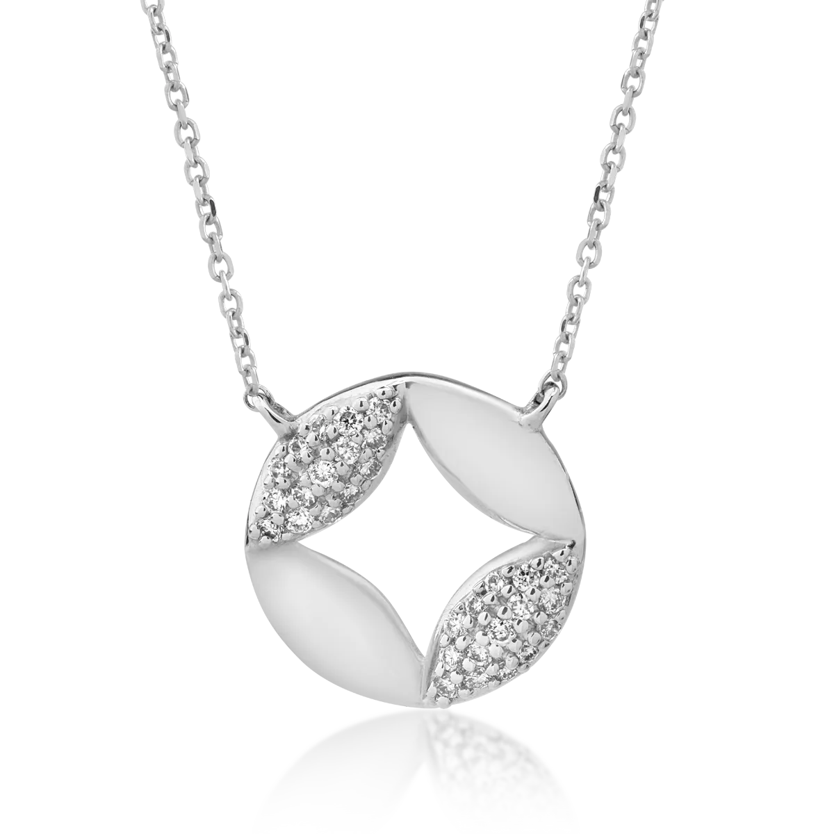 Lant cu pandantiv din aur alb cu diamante de 0.09ct