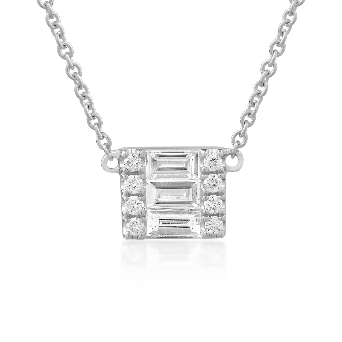 Lant cu pandantiv din aur alb cu diamante de 0.24ct