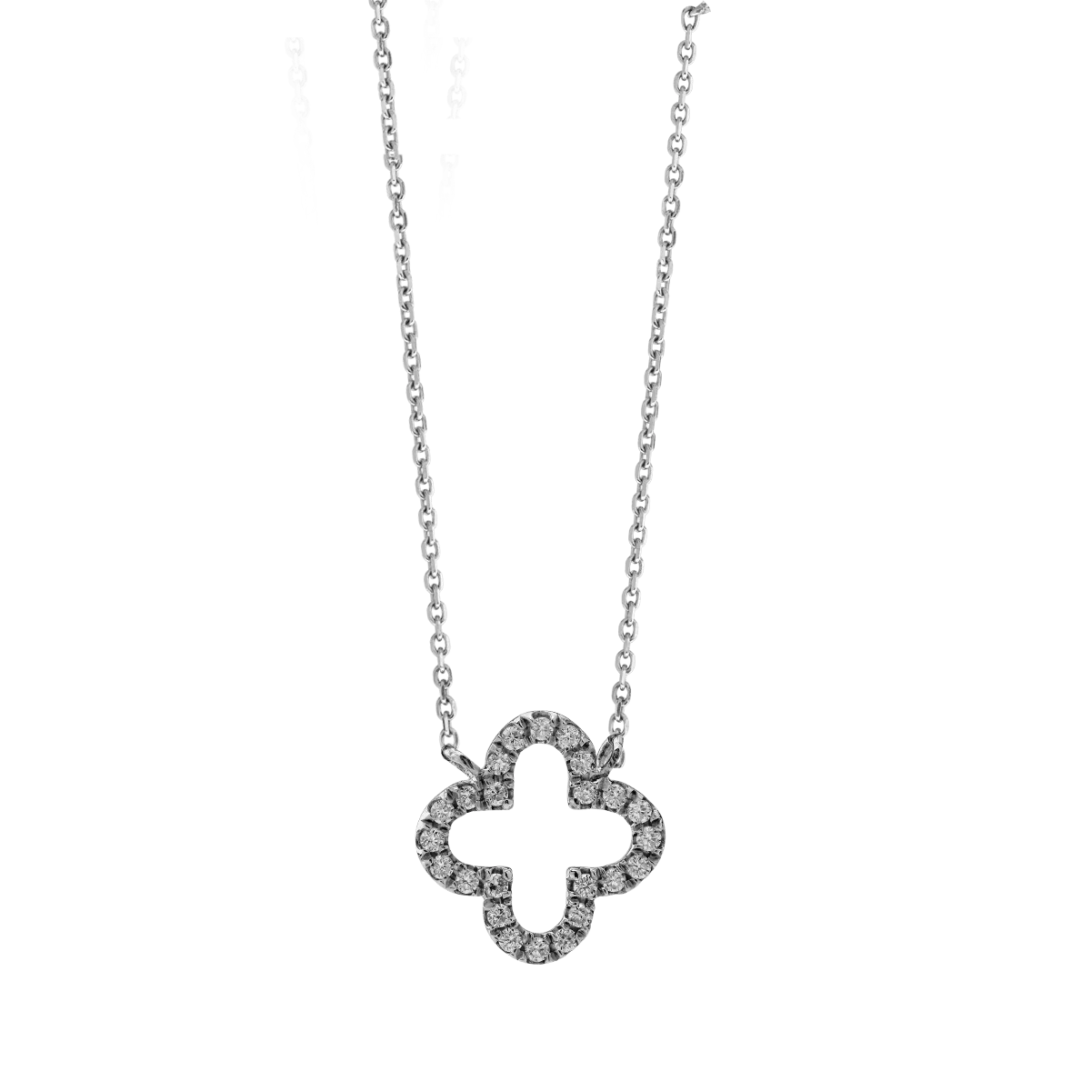 Lant cu pandantiv din aur alb cu diamante de 0.073ct 1 Lant cu pandantiv din aur alb cu diamante de 0.073ct