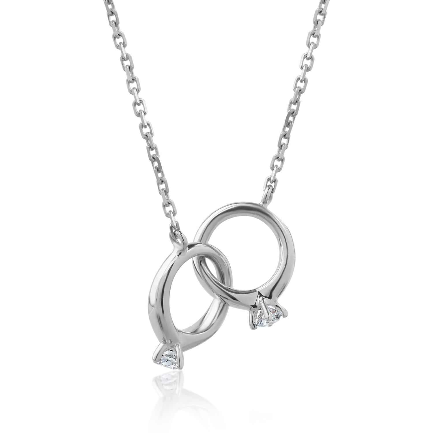 Lant cu pandantiv din aur alb cu diamante de 0.05ct 1 Lant cu pandantiv din aur alb cu diamante de 0.05ct