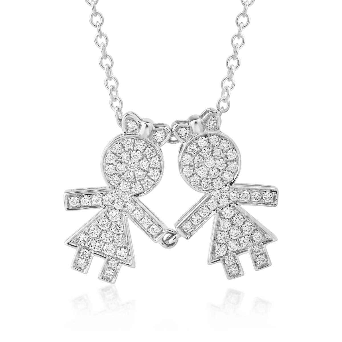 Lant cu pandantiv din aur alb cu diamante de 0.32ct