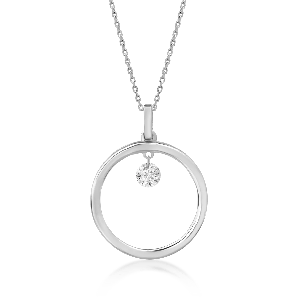 Lant cu pandantiv din aur alb cu diamante de 0.11ct 1 Lant cu pandantiv din aur alb cu diamante de 0.11ct