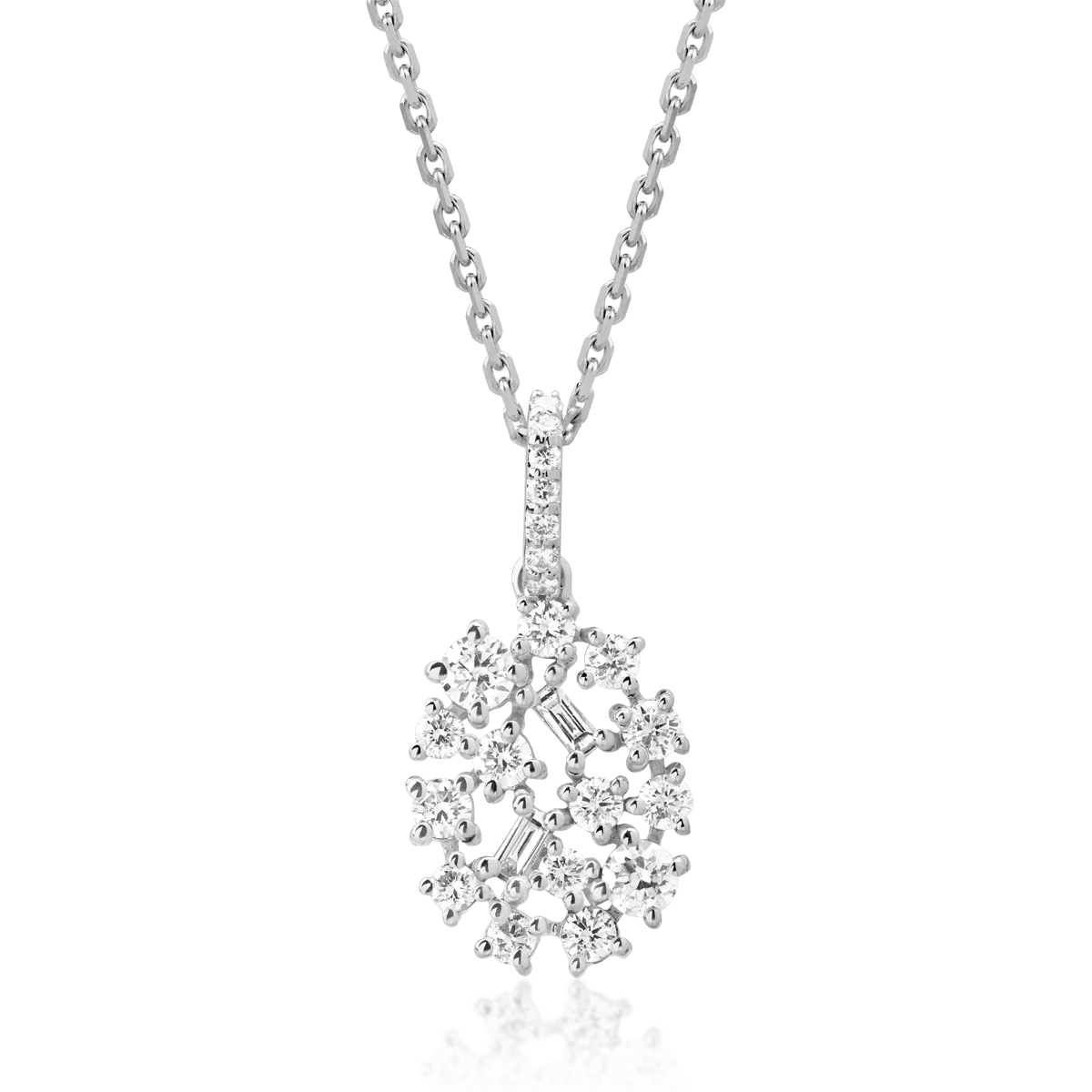 Lant cu pandantiv din aur alb cu diamante de 0.38ct