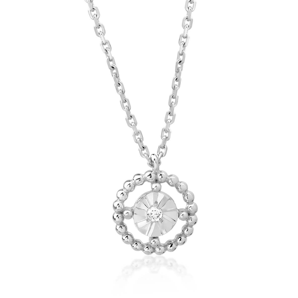 Lant cu pandantiv din aur alb cu diamante de 0.02ct 1 Lant cu pandantiv din aur alb cu diamante de 0.02ct