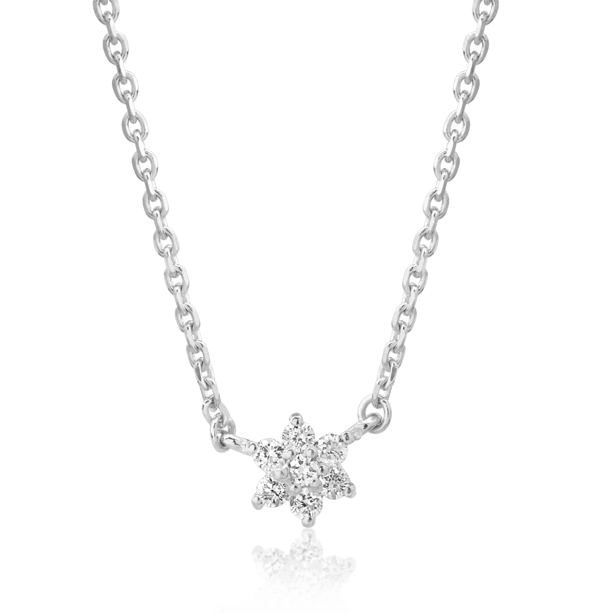Lant cu pandantiv din aur alb cu diamante de 0.08ct 1 Lant cu pandantiv din aur alb cu diamante de 0.08ct