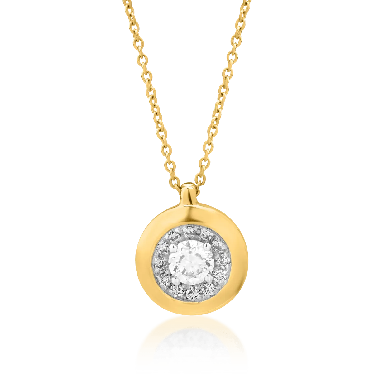 Lant cu pandantiv din aur galben cu diamant de 0.122ct si diamante de 0.04ct 1 Lant cu pandantiv din aur galben cu diamant de 0.122ct si diamante de 0.04ct