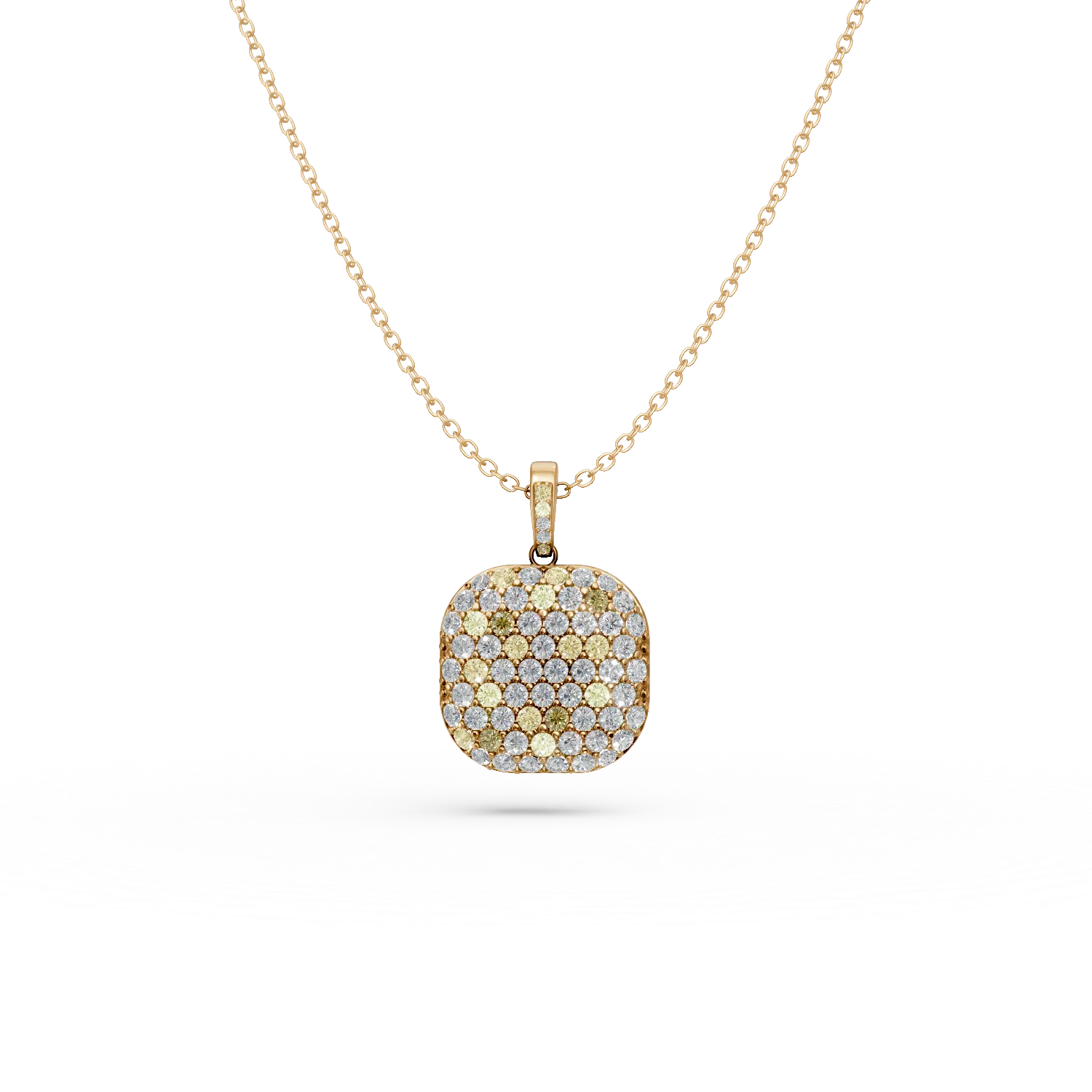 Lant cu pandantiv din aur galben cu diamante multicolore de 1.88ct