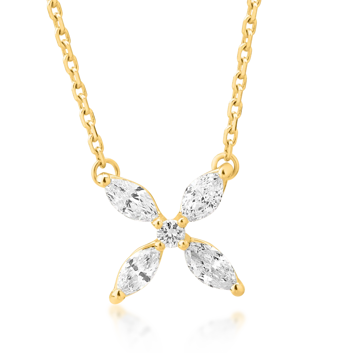 Lant cu pandantiv din aur galben cu diamante marquise si rotunde de 0.32ct 1 Lant cu pandantiv din aur galben cu diamante marquise si rotunde de 0.32ct
