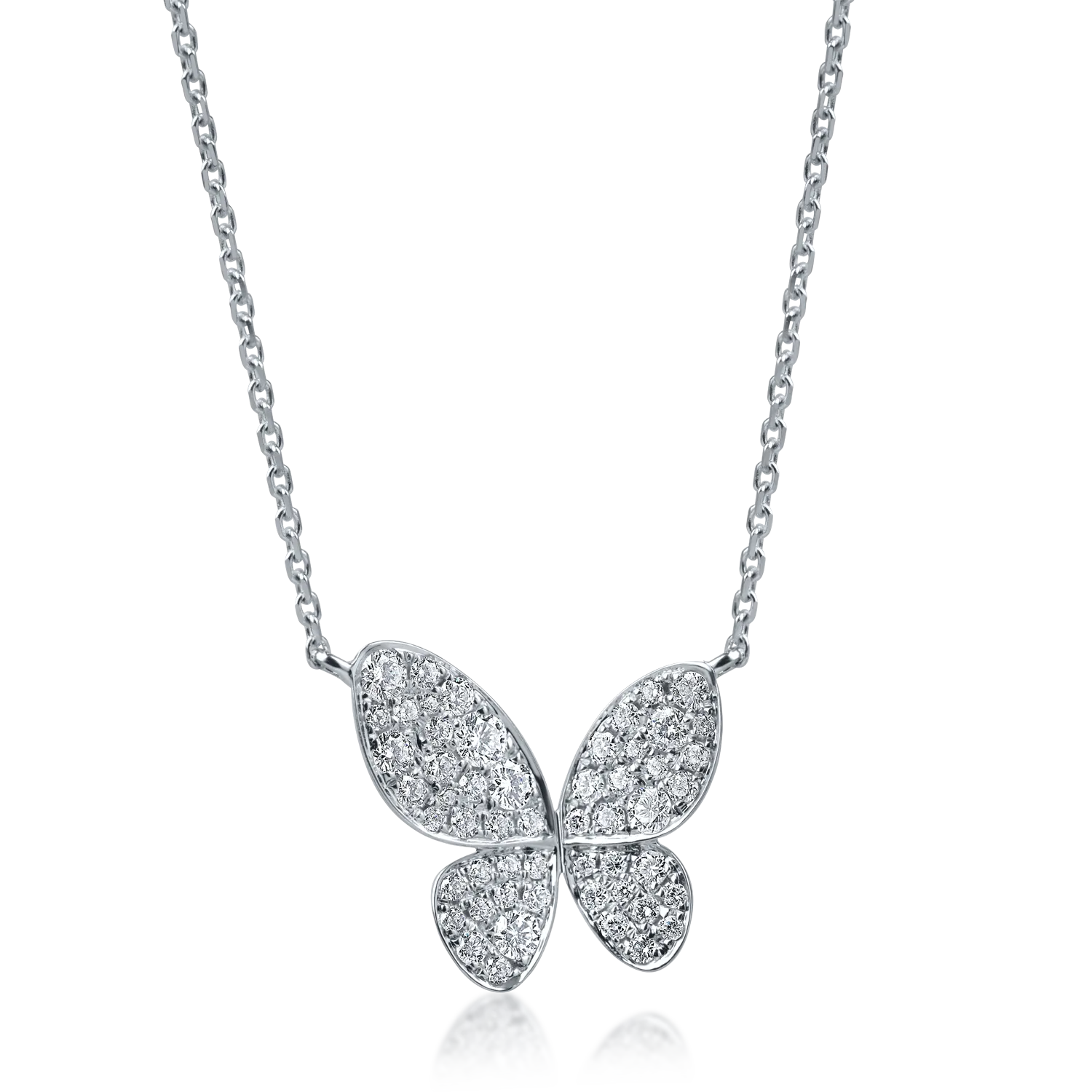 Lant cu pandantiv fluture din aur alb cu diamante de 0.5ct 1 Lant cu pandantiv fluture din aur alb cu diamante de 0.5ct