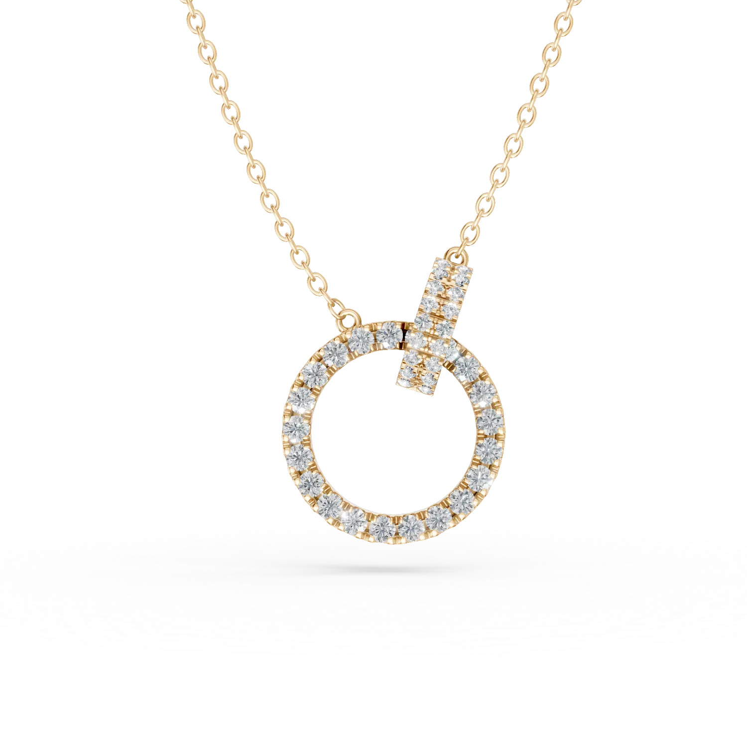 Lant cu pandantiv geometric din aur galben cu diamante de 0.79ct