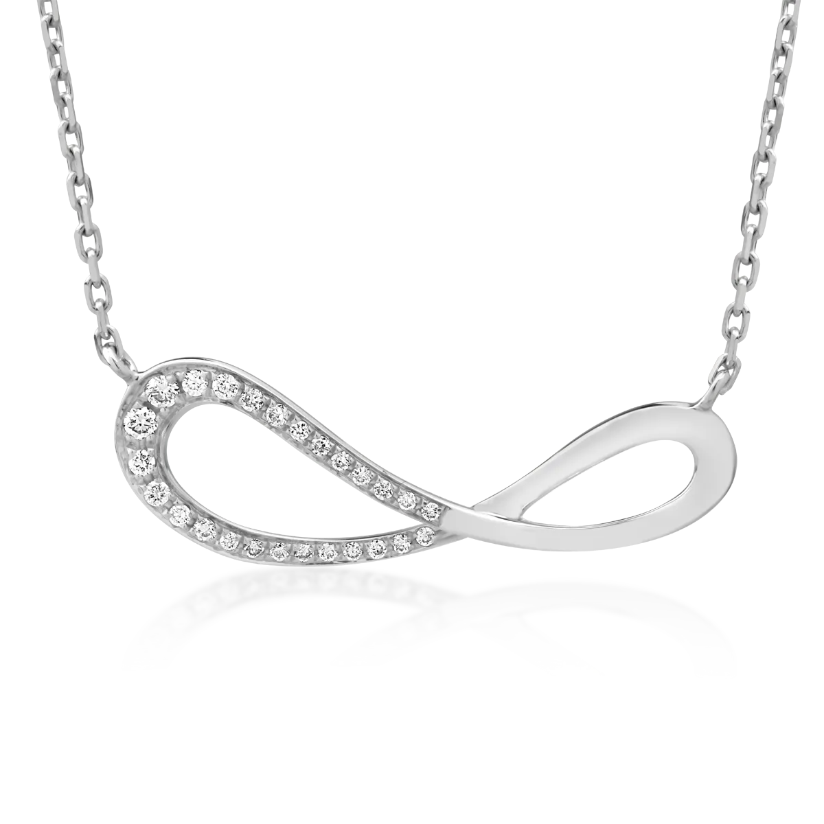 Lant cu pandantiv infinit din aur alb cu diamante de 0.07ct 1 Lant cu pandantiv infinit din aur alb cu diamante de 0.07ct