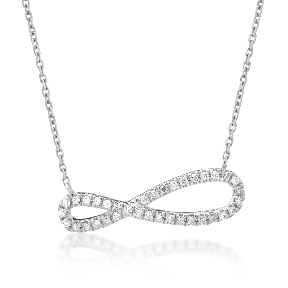 Lant cu pandantiv infinit din aur alb cu diamante de 0.11ct 1 Lant cu pandantiv infinit din aur alb cu diamante de 0.11ct