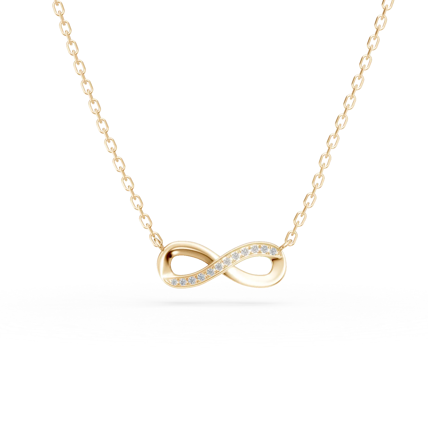 Lant cu pandantiv infinit din aur galben cu diamante de 0.04ct 1 Lant cu pandantiv infinit din aur galben cu diamante de 0.04ct
