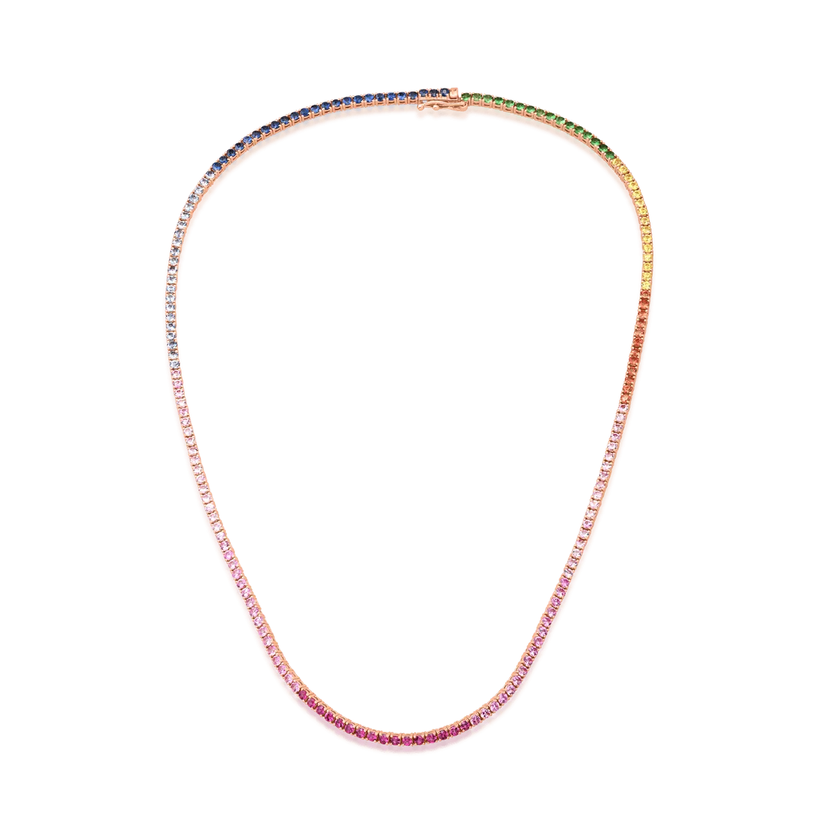 Lant din aur roz cu safire multicolore de 13.2ct