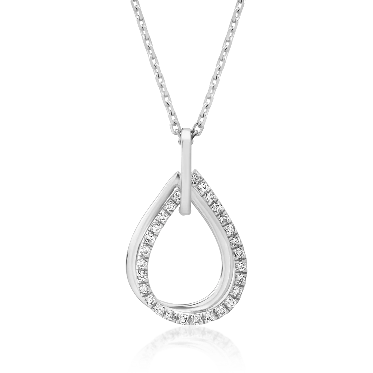 Lant cu pandantiv din aur alb cu diamante de 0.12ct 1 Lant cu pandantiv din aur alb cu diamante de 0.12ct