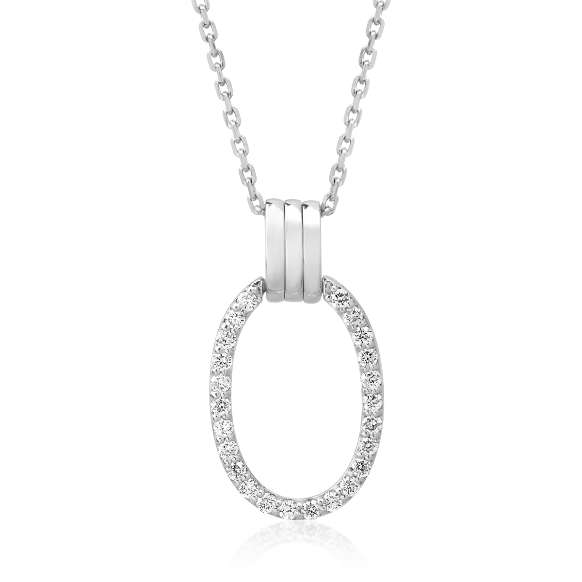 Lant cu pandantiv din aur alb cu diamante de 0.16ct 1 Lant cu pandantiv din aur alb cu diamante de 0.16ct