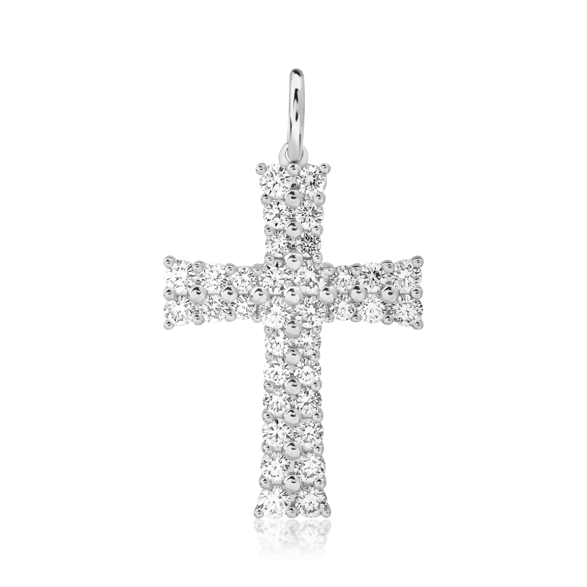 Pandantiv cruce din aur alb cu diamante de 1.19ct