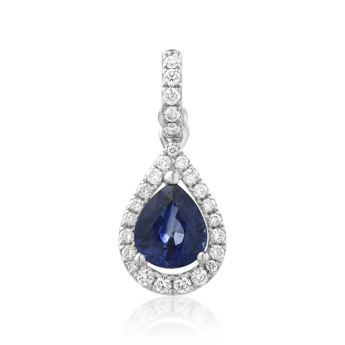 Pandantiv din aur alb cu safir oval de 1.08ct si diamante de 0.21ct 1 Pandantiv din aur alb cu safir oval de 1.08ct si diamante de 0.21ct