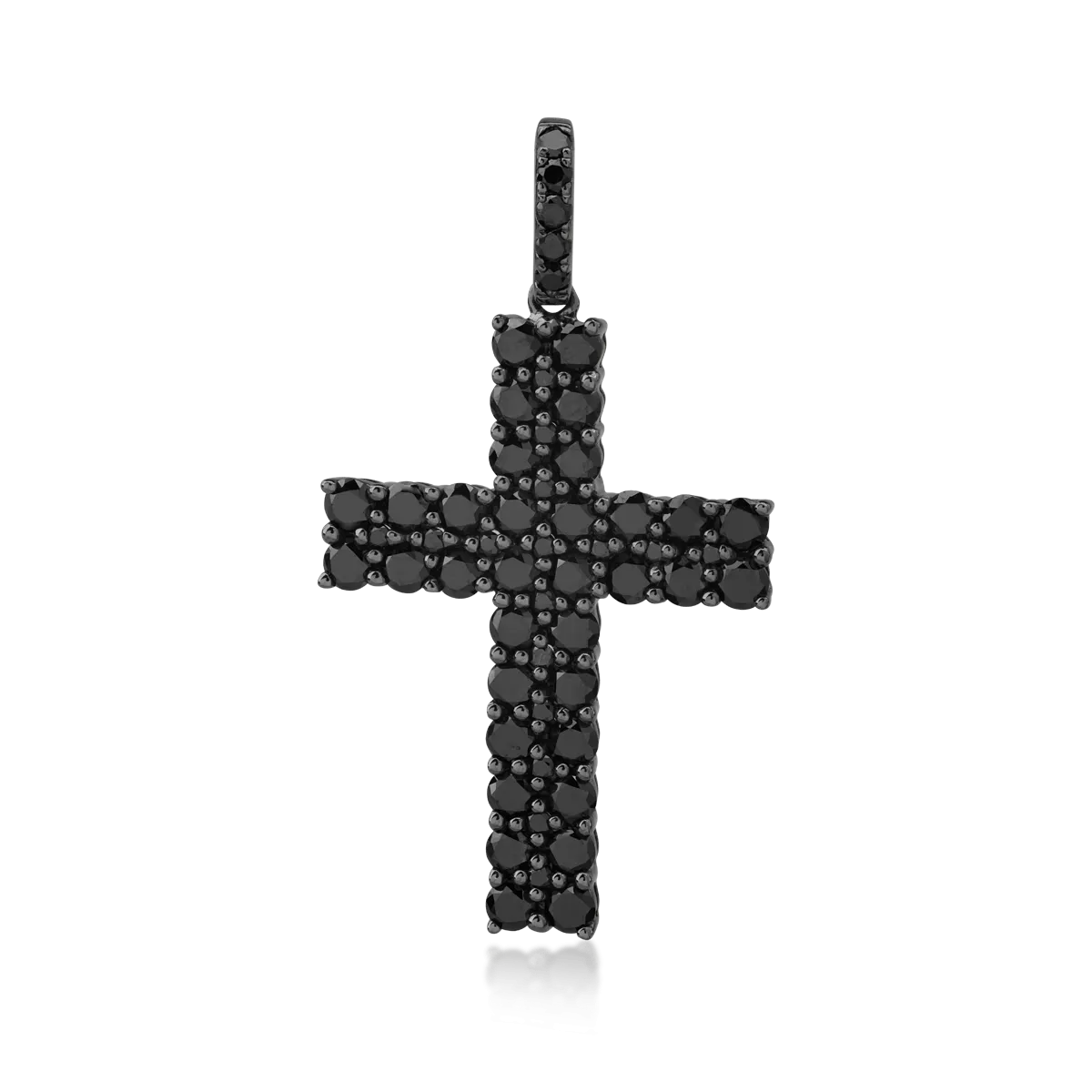 Pandantiv cruce din aur negru cu diamante negre de 1.93ct