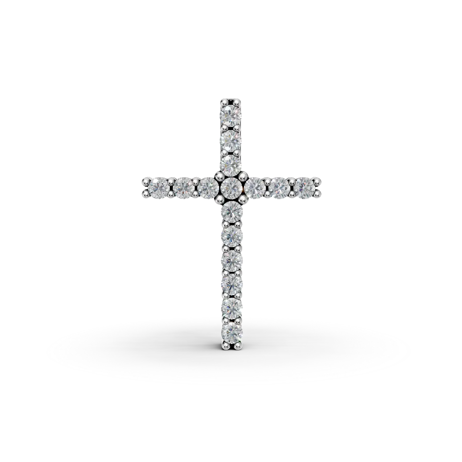 Pandantiv cruce din aur alb cu diamante de 0.1ct