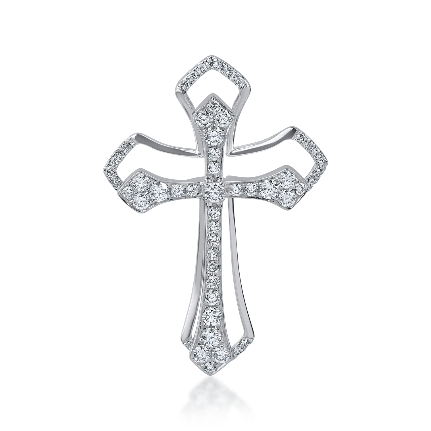Pandantiv cruce din aur alb cu diamante de 0.8ct