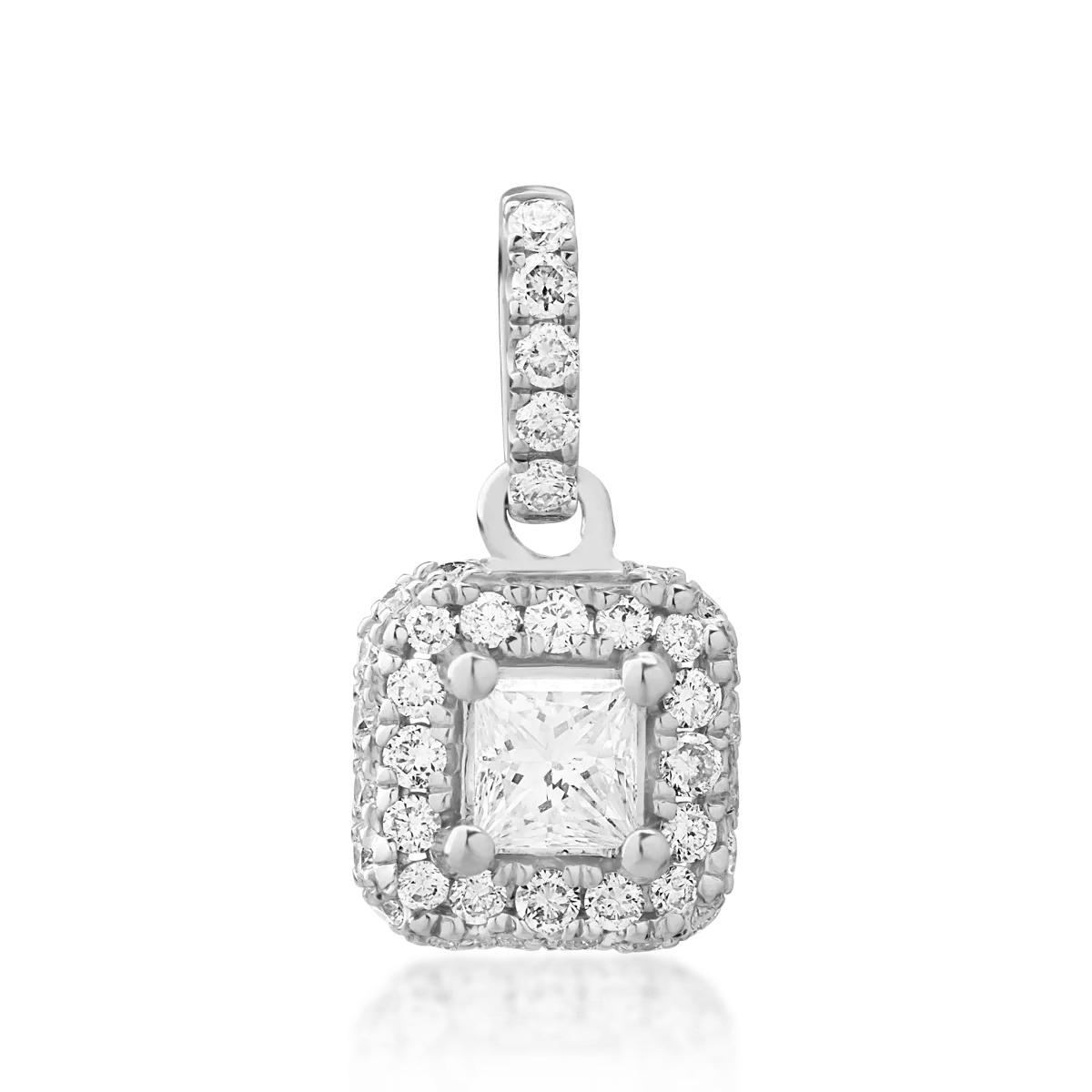 Pandantiv din aur alb cu diamant princess de 0.16ct si diamante de 0.2ct